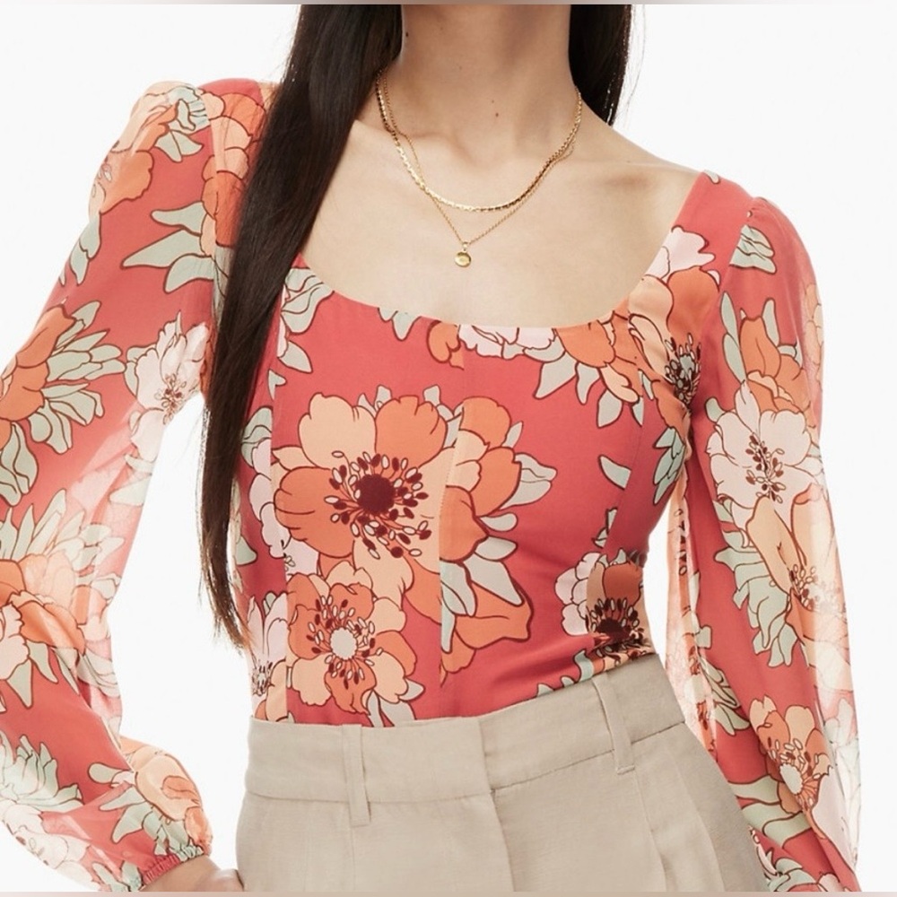 NWOT WILFRED Floral Print Long Sleeve Grace Top